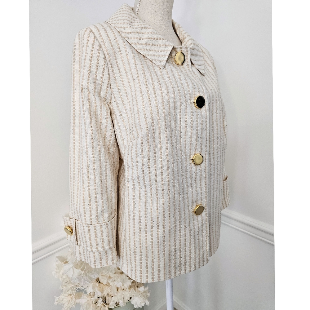 Charles Gray London Beige Gold Metalic Blazer Jacket Size XL